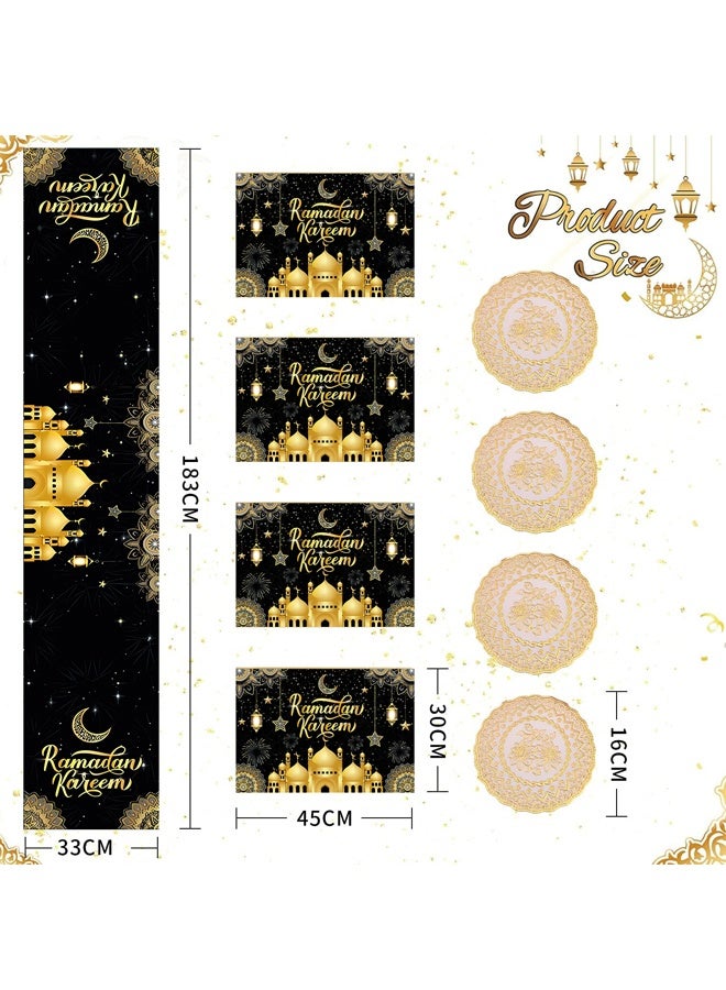 بيوينتي Beauenty رمضان ديكورات للمنزل، 13pcs رمضان ديكورات الطاولة مع رمضان طاولة رانر وغطاء الوسادة الزخرفية والكوستر والمساحة للإسلام المسلم ديكورات الطاولة الاحتفالية - Image 4